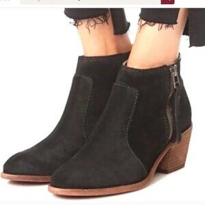 Madewell Janice Black Suede Distressed Toe Ankle Booties - Size 9
